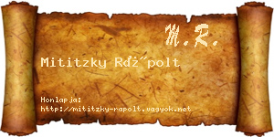 Mititzky Rápolt névjegykártya